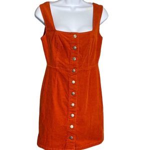 Urban Outfitters Terracotta Corduroy Jumper Dress Size 2 Snap Front Mini